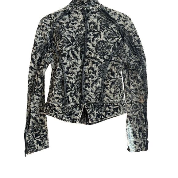 Free People Follow the Flock velvet burnout moto jacket olive and black size 2 - Picture 8 of 12